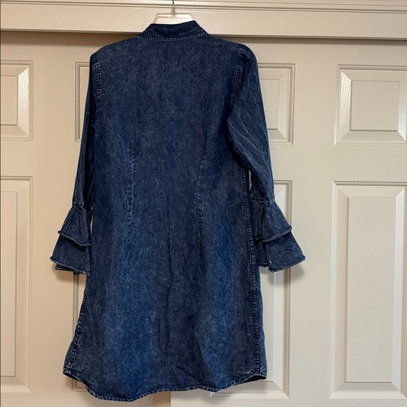 Denim Button-Up Shirt Dress - Picture 2 of 4